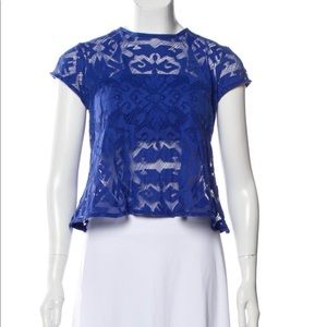 Gorgeous Rare & Like new Alexis lace pattern slightly crop blue sz M top